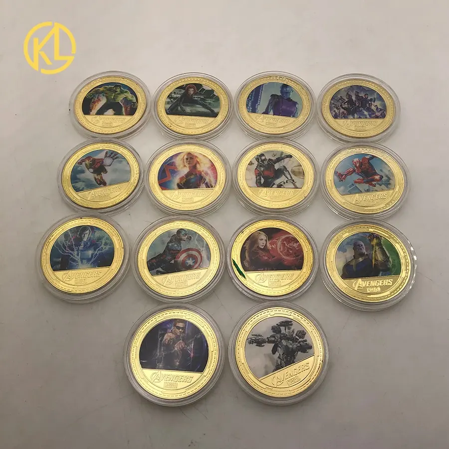 14 models Super hero serie gold plated commemorative coin Classical Action Movie character collectibles US metal coin for gift