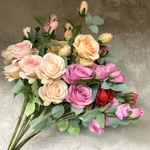 निर्माता आपूर्तिकर्ता में रियल टच गुलाब फूल थोक कृत्रिम गुलाब के फूल शादी