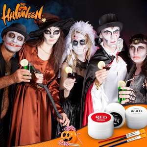 Kit de Palette de peinture non toxique avec 3 pinceaux pour enfants et adultes Art Theatre Halloween Party Cosplay Clown Corpse Paint <span class=keywords><strong>SFX</strong></span> <span class=keywords><strong>Makeup</strong></span> - Product Image 6
