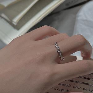 Bague en argent sterling S925 à pois, zircone vintage, design simple et tendance, sertissage en incrustation, style tendance, bijoux à bouche ouverte - Product Image 3