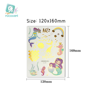 Mermaid e unicorno forniture per feste tatuaggi temporanei per bambini Cartoon <span class=keywords><strong>tatuaggio</strong></span> Design oro metallizzato Flash per bambini - Product Image 3
