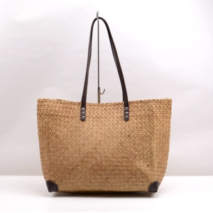 Sac de plage en paille grand format pour le shopping en ligne avec poignée en PU et renforts, sacs à main faits à la main, sac d'été quotidien pour femme, sac en paille - Product Image 5