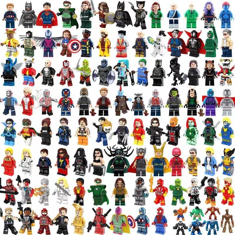 Wholesale Small Particle Assembly Building Block for Mini Figures Comic Universe Giants Light Warriors Weapon Equipped Hero Set