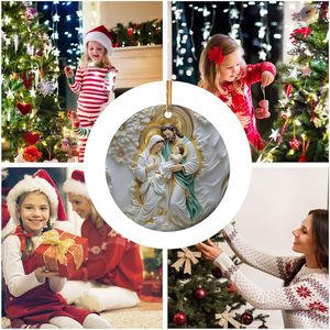 Adorno Navideño Católico Redondo de Acrílico con Relieve para Colgar en el Árbol - Product Image 4