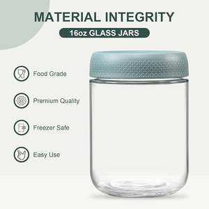 6-pack 16 oz Overnight Oats Containers <b>with</b> <b>Lids</b>, Glass <b>Jars</b> <b>with</b> Airtight <b>Lids</b>, Wide Mouth <b>Mason</b> Salad <b>Jars</b> - Product Image 5