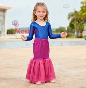 Costume de sirène pour enfants MS Kids, combinaison à manches longues avec jupe en tulle, tenue de déguisement pour enfants pour les fêtes et les événements - Product Image 1