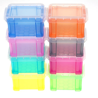Mini boîte de rangement de couleur bonbon boîte de verrouillage en plastique Transparent Table cosmétique boucles d'oreilles bijoux organisateur étui bricolage Collection de cartes
