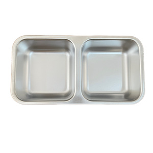 Contenitori per Snack in <span class=keywords><strong>Acciaio</strong></span> <span class=keywords><strong>Inox</strong></span>, Contenitori Metallici Riutilizzabili a 2 Scomparti, <span class=keywords><strong>Porta</strong></span> <span class=keywords><strong>Pranzo</strong></span> in Metallo per Bambini con Coperchi in Silicone - Product Image 2
