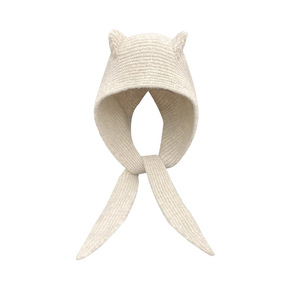 Chapeau en laine tricoté style coréen <span class=keywords><strong>couleur</strong></span> unie avec petite écharpe, modè<span class=keywords><strong>le</strong></span> Cendrillon, chaud et confortable - Product Image 4