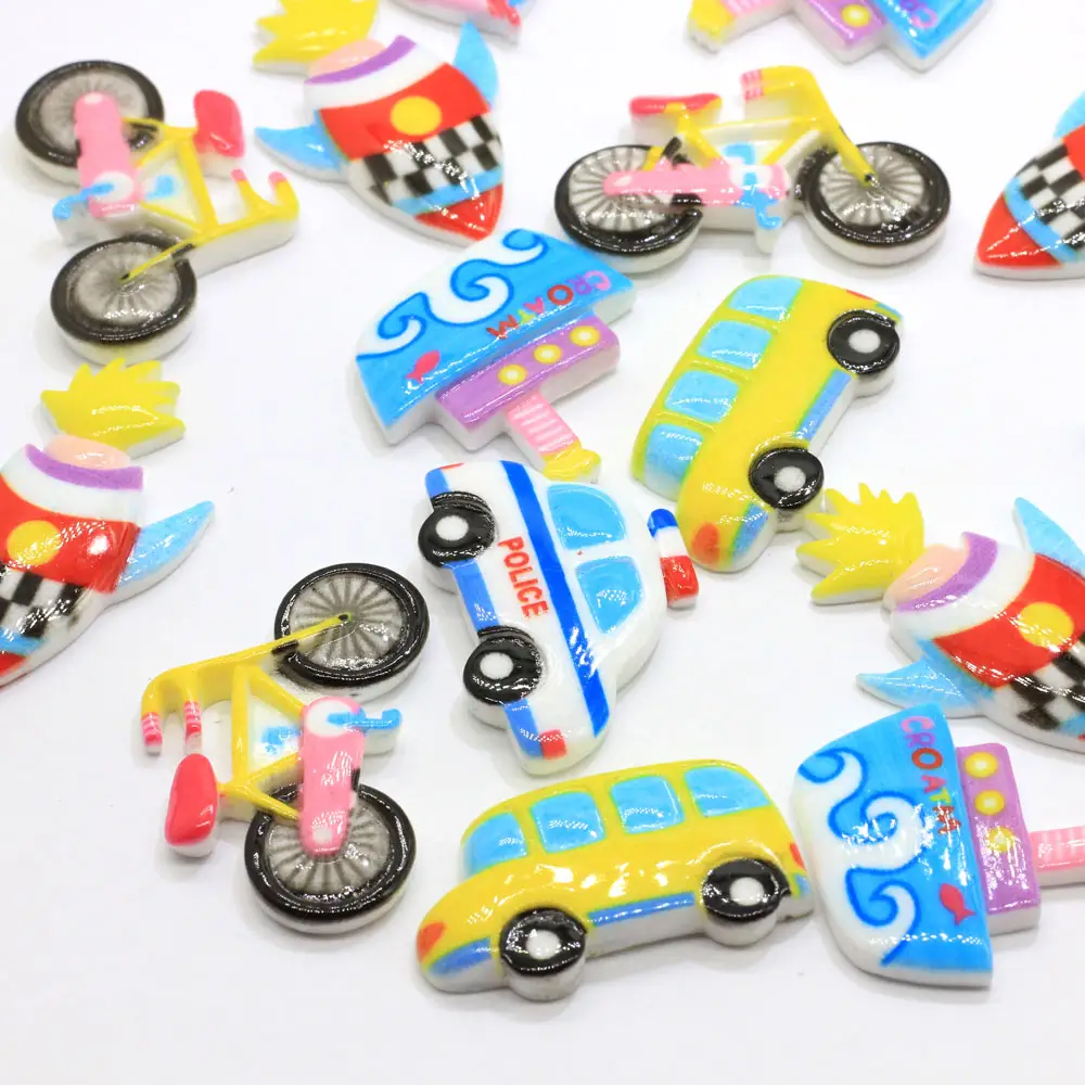 De coches de la ciudad y el transporte cabujón resina pintada tarjeta Baba encantos Flatback coche de juguete de bricolaje Decoración
