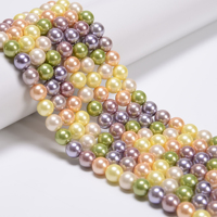 Perles lisses en coquillages multicolores de 6 mm et 8 mm, tons bonbons, pour la fabrication de bijoux, bracelets, boucles d'oreilles, fournitures de bricolage en gros