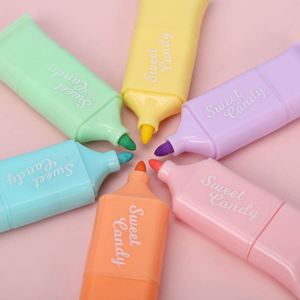 Marcadores Fluorescentes de Doble Punta en 6 Colores, Forma de Caramelo, Resaltadores - Product Image 3