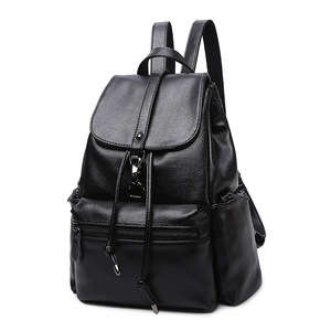 Dây Rút Flap Bayan Canta Hàn Quốc Phong Cách Giả Da Ba Lô Phụ Nữ Da Đen Cho Các Trường Học - Product Image 2