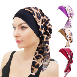 Turban floral pré-noué à large bande pour femme - Foulard pour le ski, le cyclisme, les affaires, la pêche - Foulard en polyester pour la chimiothérapie et le <span class=keywords><strong>cancer</strong></span> - Product Image 1