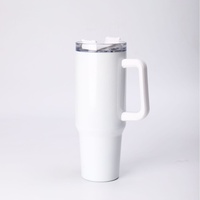 Gobelet isotherme transfrontalier en acier inoxydable 304, grande capacité 40 oz, personnalisable, couleur unie, avec couvercle à poussoir et poignée pour voiture