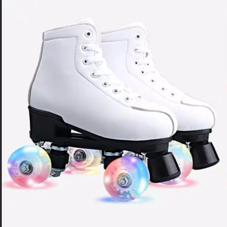Hochwertige zweireihige Glitter Flash ing Roller Quad Skates Unisex Wheel Skating Schuhe für Frau und Mann