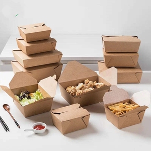 Caja <span class=keywords><strong>de</strong></span> Papel Kraft Biodegradable, Contenedor Desechable para Alimentos con Tapa, Logotipo Personalizado en Relieve para Restaurantes, Servicios <span class=keywords><strong>de</strong></span> Entrega y Catering - Product Image 1