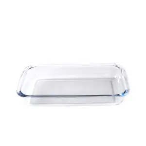 Glass baking tray rectangular oval baked rice tray Korean high borosilicate heat-resistant microwave oven oven baking pizza tray