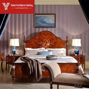 Muebles de Dormitorio Británicos y <span class=keywords><strong>Cama</strong></span> Matrimonial de Madera Maciza <span class=keywords><strong>Estilo</strong></span> Americano, <span class=keywords><strong>Cama</strong></span> Doble para Dormitorio Principal - Product Image 4