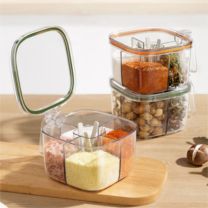 Boîte de rangement carrée en plastique blanc hermétique et durable avec couvercle et cuillère, compatible lave-vaisselle, pour sel, poivre, herbes et épices - Product Image 2