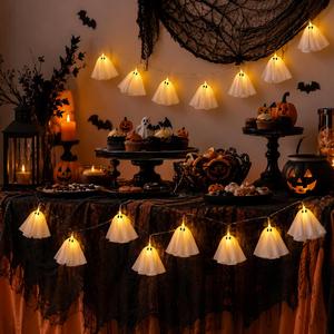Indoor Outdoor Party <b>Decorations</b> 2M 10 Led Battery Operated Hanging <b>Halloween</b> Ghost String Lights - Product Image 1