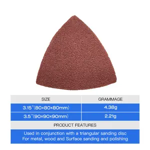 Móc và vòng lặp Sanding tấm 3.5 inch giấy nhám công cụ mài mòn tam giác cát giấy