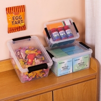 Bacs de rangement en plastique NFS noirs avec fermoir à boucle, empilables, transparents, pour la maison, le garde-manger, le bureau, la salle de classe