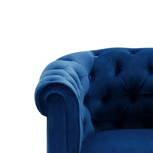 高級ディープブルーベルベットチェスターフィールドソファセット | 業務用グレード タフテッド 3+1+1シーター | ホテルロビー & VIPルーム向けコントラクトファニチャー - Product Image 6