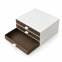 Boîte de rangement coulissante à 3 niveaux personnalisée, écologique et recyclable, pour emballage de portefeuilles, ceintures, foulards et boîtes cadeaux en papier, avec logo, vente en gros