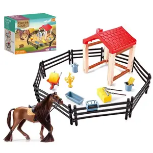 เด็กเด็กผู้หญิงประเทศโลกบ้านไร่สวนข้าวฟาร์มอื่นๆสัตว์ม้าประติมากรรม stable barn ของเล่นตุ๊กตาสัตว์เล่นชุด