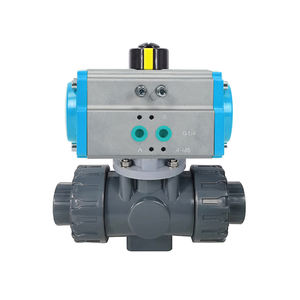 DN50 <span class=keywords><strong>2</strong></span> pulgadas <span class=keywords><strong>3</strong></span> V 12V 24V 220V AC de plástico de PVC verdadera unión válvula de bola con de actuador neumático - Product Image 3