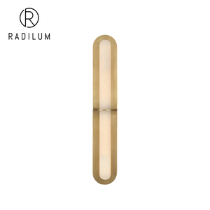 Aplique de Pared Moderno de Alabastro, Decoración de Lujo para Hotel, Forma de Píldora Lineal, Piedra Natural, Latón, LED, Aplique Tubular Lineal Fosse - Product Image 1