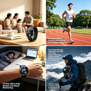 นาฬิกาอัจฉริยะวัดความดันโลหิต Pro Pump รุ่นปี 2026 สำหรับผู้สูงอายุ พร้อมระบบแจ้งเตือนเมื่อล้ม ระบบติดตามสุขภาพ AI 24 ชั่วโมง ความแม่นยำสูง หน้าจอ AMOLED กันน้ำ 5 ATM รองรับ OEM - Product Image 2