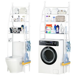 PINPINFAMILY 3 Shelves Space-Saving Bathroom Shelf Organizer Unit Over Toilet Shelf Storage Rack Metal Sailboat Laundry Rack