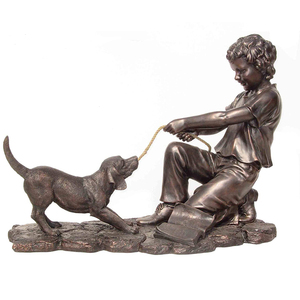 China Fabrik Förderung Bronze Junge mit Hund statue für verkauf - Product Image 3