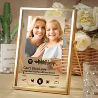 Custom Scannable Spotify Code Glass Music Album Cover Clear Acrylic Picture Plaque Desktop Decoration With Golden Metal Frame