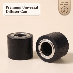 Vietnam WeWood Ash Wood <b>Diffuser</b> Cap Stained Matte Black Essential <b>Oil</b> Bottle Collar Metal Insert Leakproof Aroma Fragrance Cap - Product Image 1