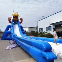 Grand parc aquatique gonflable commercial avec toboggan de natation et piscine d'eau équipement de parc d'attractions gonflable énorme toboggan Dragon