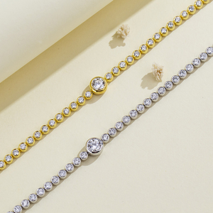 Pulsera MSR-683 de Plata 925 con Baño de Oro de 18K y Diamante de Laboratorio con Corte Brillante Redondo como Piedra Principal - Product Image 2