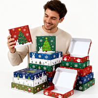 Boîtes d'expédition de Noël en forme d'avion, boîte à courrier ondulée imprimée de dessins animés de Père Noël et d'arbre, emballage cadeau de vacances pour cosmétiques et bonbons