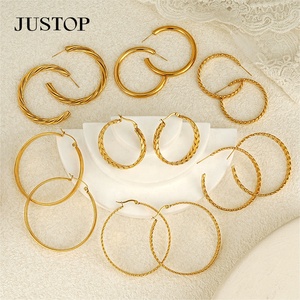 Aros de moda OEM/OEM, impermeables, de acero inoxidable, chapados en oro, hipoalergénicos, proveedor de joyería de moda, aretes geométricos - Product Image 4