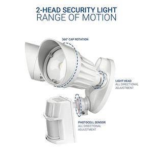 ไฟส่องสว่างภายนอกอาคารแบบ LED 30W 2 หัว แสงสีขาว พร้อมเซ็นเซอร์ตรวจจับความเคลื่อนไหว เปิด-ปิดอัตโนมัติ ตั้งแต่พลบค่ำถึงรุ่งเช้า 5000K มาตรฐาน IP65 - Product Image 3