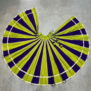 Lehenga Choli rayé violet et vert citron pour femme, tenue de mariage traditionnelle longue, coupe ample, en polyester, Inde Pakistan - Product Image 1
