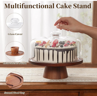 Vente en gros de supports à gâteau en bois personnalisés avec couvercle, support à gâteau en acacia