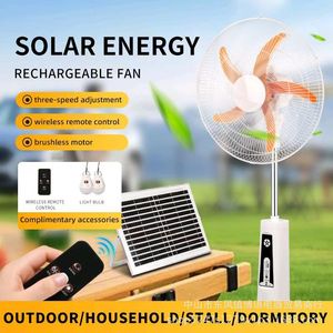 Ventilateur solaire sur pied 3 en 1, 18 pouces, très vendu, longue autonomie, avec lumière LED, alimenté par énergie solaire, pour usage domestique et extérieur - Product Image 1