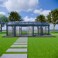 Véranda en aluminium et verre sur mesure certifiée CE |   Salle en verre extérieure polygonale écologique à énergie solaire, double vitrage trempé, pour hôtel