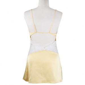 QianShun Camicia da Notte Estiva in Raso con Pizzo Giallo e Bianco di Alta Qualità, Abito da Donna con Lingerie Sexy da Sposa - Product Image 5