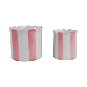 Vasi in Ceramica con Bordo Smerlato a Righe, Decorativi per Interni ed Esterni, per Giardino e Casa - Product Image 3