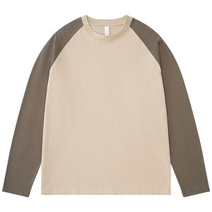 245gsm 100% coton surdimensionné Raglan noir et blanc à manches longues T-shirts graphiques pour hommes femmes - Product Image 2