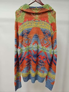 <b>Men's</b> <b>Cardigan</b> with Intricate Geometric Patterns Vivid Multicolor Hooded <b>Knitted</b> Casual Relaxed Fit for Bold Style Statements - Product Image 3